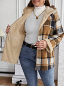 Casaco Lucia Xadrez com Forro de Pelúcia e Capuz