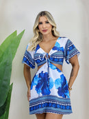 Macaquinho Feminino Estampado Inspiração Farm Moda Blogueira