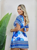 Macaquinho Feminino Estampado Inspiração Farm Moda Blogueira