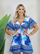 Macaquinho Feminino Estampado Inspiração Farm Moda Blogueira