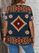 Blusa gola em v estampa geométrica Luna