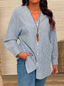 Blusa Listrada manga arregaçadas Maria Elisa