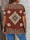 Blusa gola em v estampa geométrica Luna