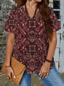 Blusa gola em v estampa geométrica Luna