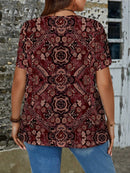 Blusa gola em v estampa geométrica Luna