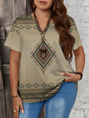 Blusa gola em v estampa geométrica Luna